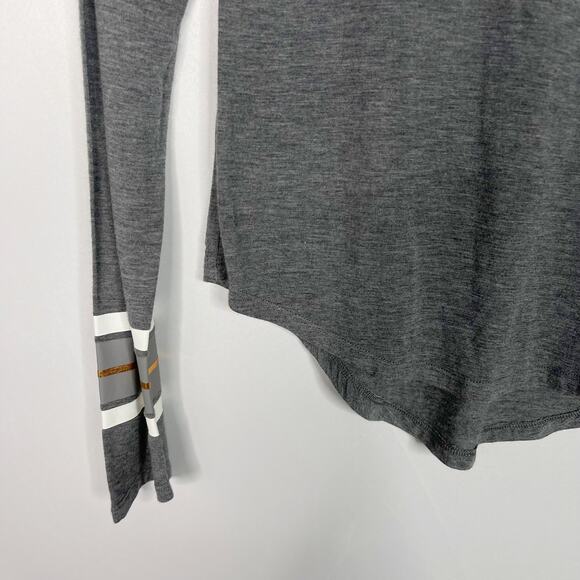 Kit and Ace Womens 6 Gray Square Striped Long Sleeve Tshirt Gold White Cashmere - Picture 3 of 11